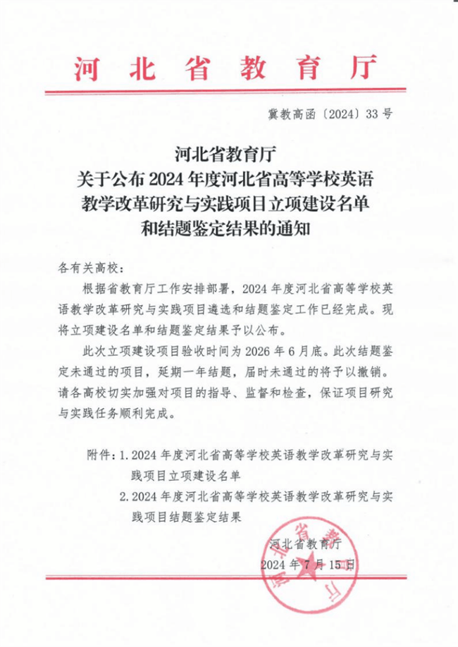 beat365英语教改项目获河北省高等学校英语教学改革研究与实践项目立项