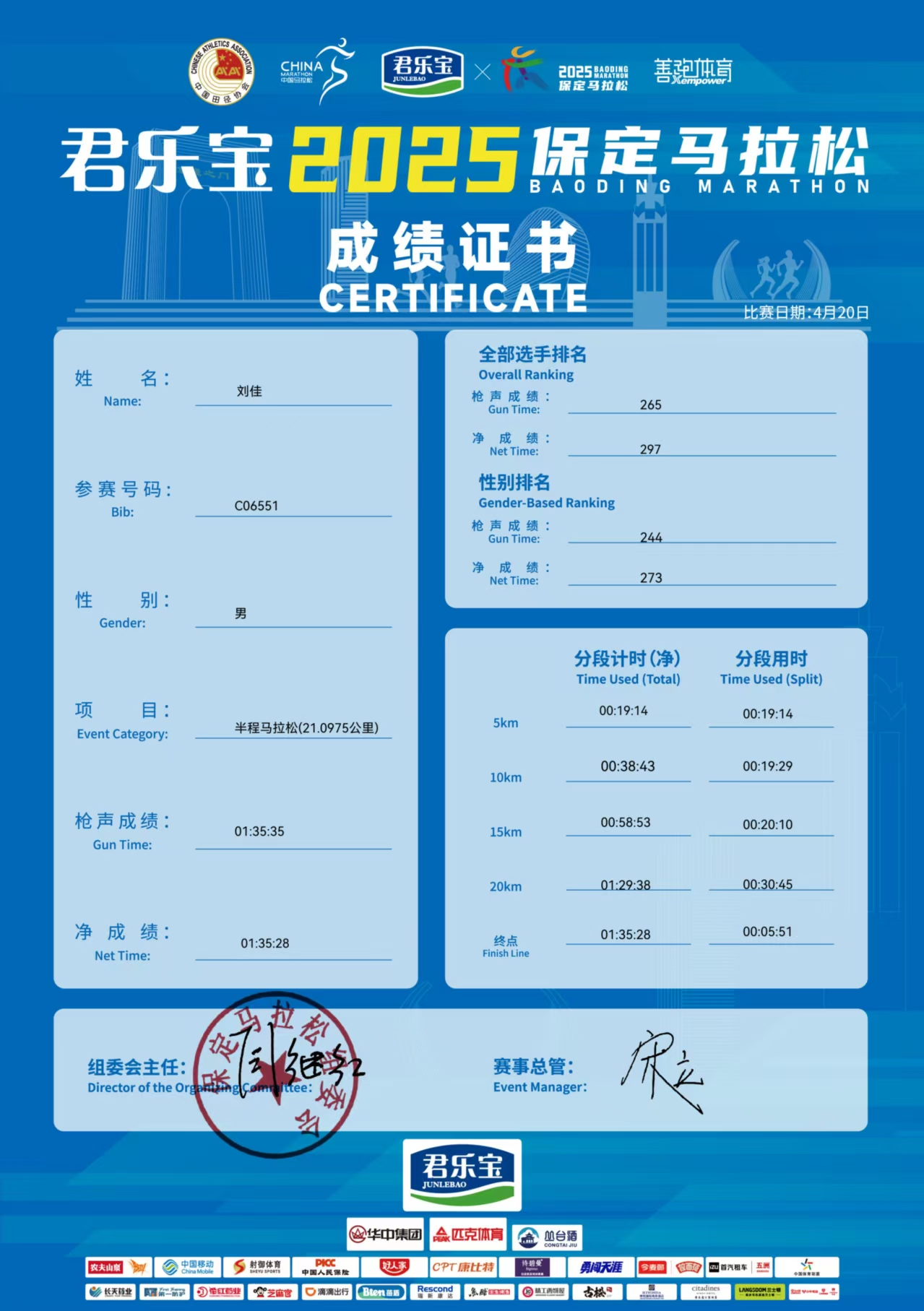 喜报|beat365学子在君乐宝2025马拉松比赛中斩获佳绩